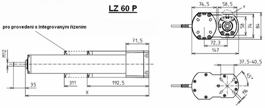 Výkres lineárních pohonů LZ 60 P